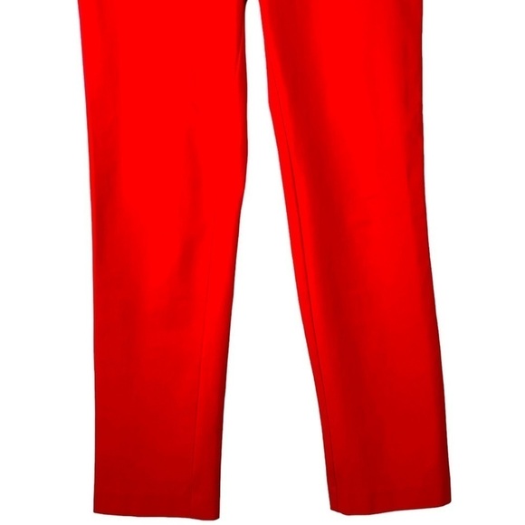 NINA MCLEMORE RED COTTON BLEND HIGH RISE SLIM TROUSER PANT - Picture 5 of 12